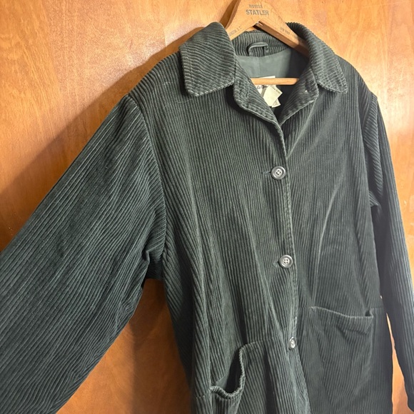 Vintage Dark Green Corduroy Chore Coat Barn Jacket Farm Oversized 90s Goth Boho - Picture 8 of 13